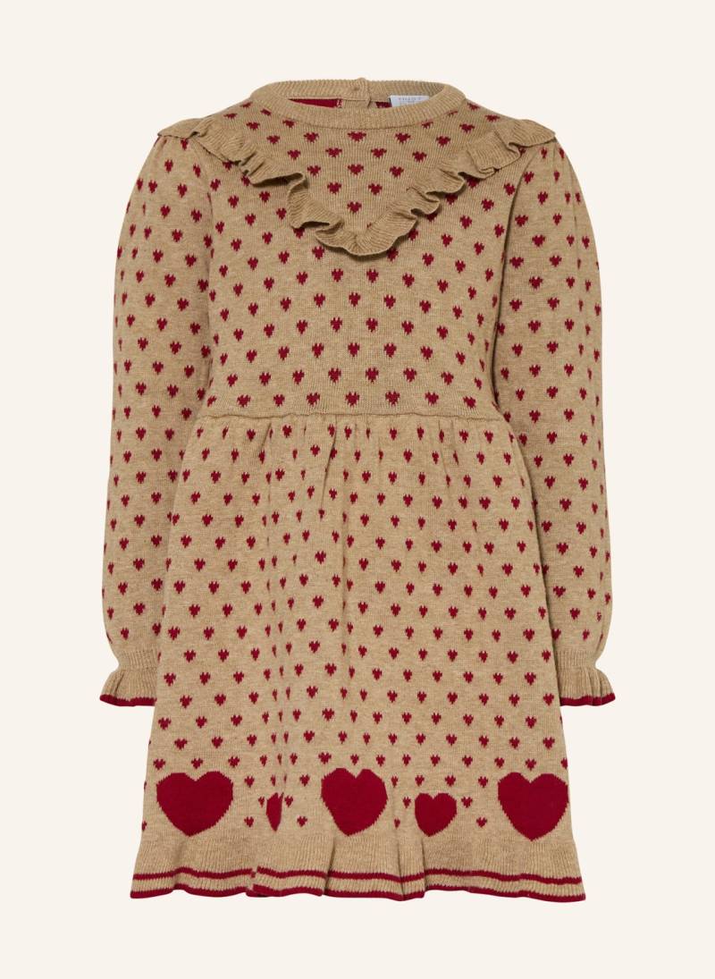 Hust And Claire Strickkleid Hckarina Mit Volants beige von HUST and CLAIRE