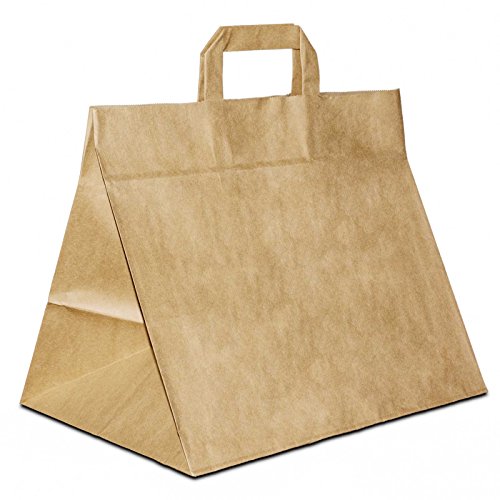 HUTNER 50 x Bäckertüten braun 32+22x27 cm | Papiertüten extra breiter Boden | Konditortaschen Papier | Take Away Tüten von HUTNER