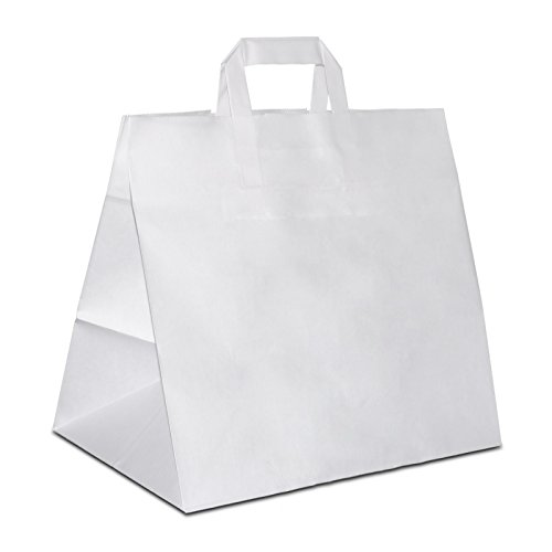HUTNER 50 x Bäckertüten weiß 26+17x25 cm | Papiertüten extra breiter Boden | Konditortaschen Papier | Take Away Tüten von HUTNER