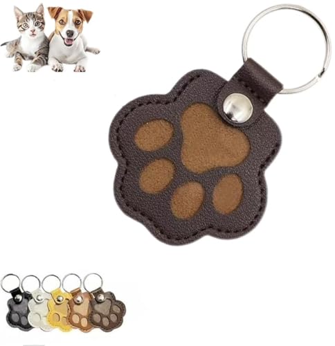 HUTRADE Andenken an Tierfelle, Schlüsselanhänger mit Hundehaar-Sammler, Erinnerungsaufbewahrung, Leder-Schlüsselanhänger in Form Einer Tierpfote,for alle, die ihre pelzigen Kinder vermissen(Coffee) von HUTRADE