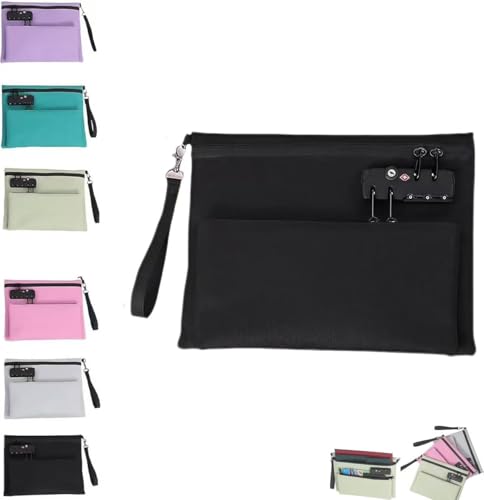 HUTRADE Neue Reiseschlosstasche, doppellagige Anti-Diebstahl-Handtasche mit 3-stelligem Code, Geldbeutel, Reisegepäckschloss, Reisegepäckschloss, Reiseschlosstaschen, for Koffer(Black) von HUTRADE