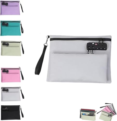 HUTRADE Neue Reiseschlosstasche, doppellagige Anti-Diebstahl-Handtasche mit 3-stelligem Code, Geldbeutel, Reisegepäckschloss, Reisegepäckschloss, Reiseschlosstaschen, for Koffer(Gray) von HUTRADE