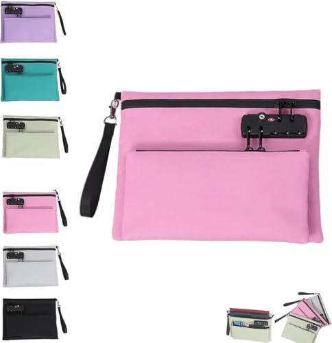 HUTRADE Neue Reiseschlosstasche, doppellagige Anti-Diebstahl-Handtasche mit 3-stelligem Code, Geldbeutel, Reisegepäckschloss, Reisegepäckschloss, Reiseschlosstaschen, for Koffer(Pink) von HUTRADE
