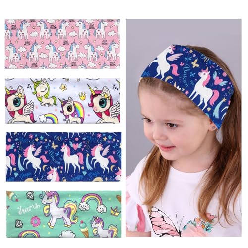HUTRADE Pack of 4 Versatile Stirnband Kinder - Colourful Haarband Mädchen for Children (5-15 Years), Wide Headband for Sports, Leisure, School von HUTRADE