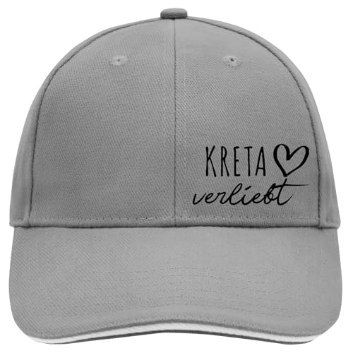 Huuraa Baseball Cap Kreta verliebt Geschenk Dark Grey/White Kreta Geschenkidee von Huuraa