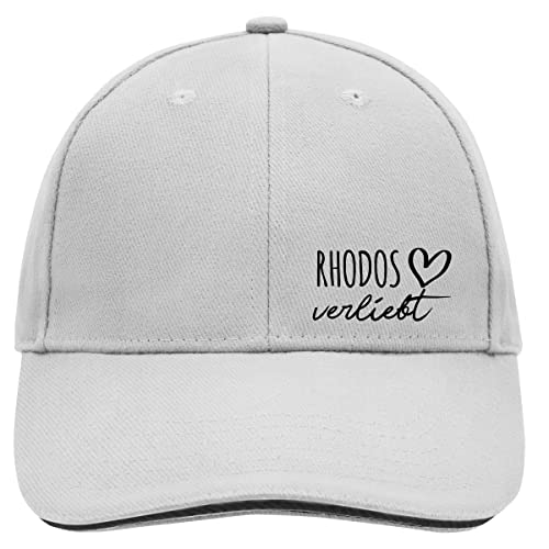 HUURAA Cappy Mütze Rhodos verliebt Unisex Kappe Dark Grey/White mit Namen deiner lieblings Insel Geschenk Idee für Freunde und Familie von HUURAA