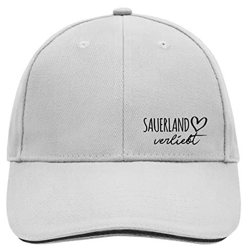 HUURAA Cappy Mütze Sauerland verliebt Unisex Kappe Dark Grey/White mit Namen deiner lieblings Region Geschenk Idee für Freunde und Familie von HUURAA