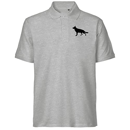 HUURAA Herren Polo Shirt Deutscher Schäferhund Silhouette Bio Baumwolle Fairtrade Oberteil Größe L mit Motiv für Hundefreunde Geschenk Idee für Freunde und Familie von HUURAA