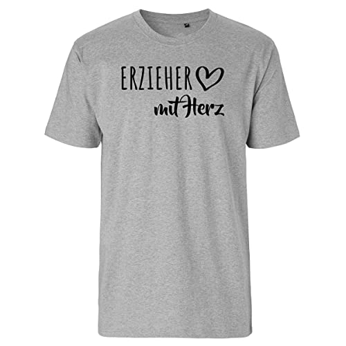 HUURAA Herren T-Shirt Erzieher mit Herz Bio Baumwolle Fairtrade Oberteil Größe M Sport Grey mit Motiv für die tollsten Menschen Geschenk Idee für Freunde und Familie von HUURAA