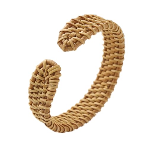 HUUiWAA Rattan Armband Handgemachte Leichte Stroh Wicker Braid Manschette Armreif Statement Einstellbare Böhmische Rattan Gewebte Chunky Armbänder für Sommer Handgelenk Schmuck von HUUiWAA