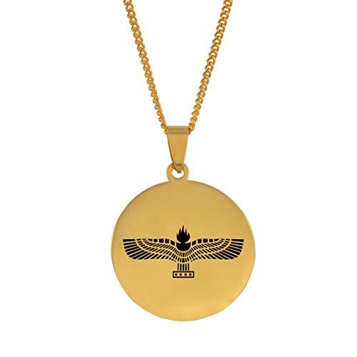 HUWAIYUNDONG Assyrian Aramean Jewelry,Ethnic Vintage Geometric Accessoires,Ashur God Pendant Necklaces For Women Men,Trendy Unisex Region Map Hiphop Wedding Adjustable Chain Patriotic Gift,Gold,60Cm von HUWAIYUNDONG