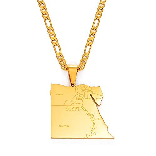 HUWAIYUNDONG Country Egypt Map States Pendant Necklaces,for Men Women Jewelry Egyptians Maps,Adjustable Thin Chain,Everyday Party Accessories,Personalized Unique Charm Ethnic Region Patriotic G von HUWAIYUNDONG