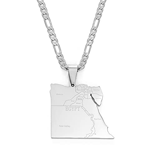 HUWAIYUNDONG Country Egypt Map States Pendant Necklaces,for Men Women Jewelry Egyptians Maps,Adjustable Thin Chain,Everyday Party Accessories,Personalized Unique Charm Ethnic Region Patriotic G von HUWAIYUNDONG
