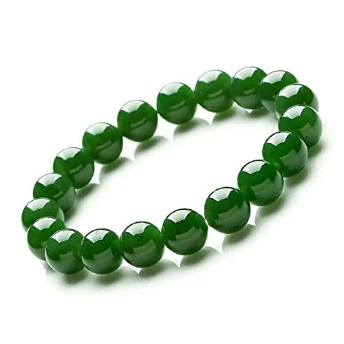 HUWAIYUNDONG Natürliches Edelsteinarmband - Echte Natürliche Grüne Jade Armband Herren Jades Steinperlen Elastische Perlen Jaspis Armbänder Für Frauen Edlen Schmuck Pi Xiu Armreifen,Grün,10Mm von HUWAIYUNDONG