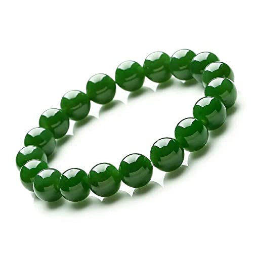 HUWAIYUNDONG Natürliches Edelsteinarmband - Echte Natürliche Grüne Jade Armband Herren Jades Steinperlen Elastische Perlen Jaspis Armbänder Für Frauen Edlen Schmuck Pi Xiu Armreifen,Grün,20Mm von HUWAIYUNDONG