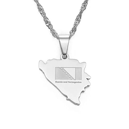 Karte Halskette - Bosnien Und Herzegowina Karte Anhänger Halsketten, Für Frauen Mädchen Charm Bosna Hercegovina Karten Schmuck, Verstellbare Kette, Modisches Hiphop-Unikat-Accessoires, Personalisi von HUWAIYUNDONG