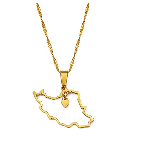 Karte Halskette - Herz Iran Karte Anhänger Halskette Frauen Mädchen Schmuck, Trend Ige Ethnische Charms Iranische Halsketten, Hiphop Einzigartige Personal Isierte Alltägliche Accessoires, Gold, 45 von HUWAIYUNDONG