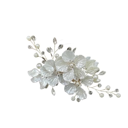 2 stücke Braut Kopfschmuck Kristall Perle Blume Haar Clips Elegante Kopfbedeckungen for Frauen Juwelen for Hochzeit Haar Zubehör Für Damen Hochzeit(Beige) von HUWOYG
