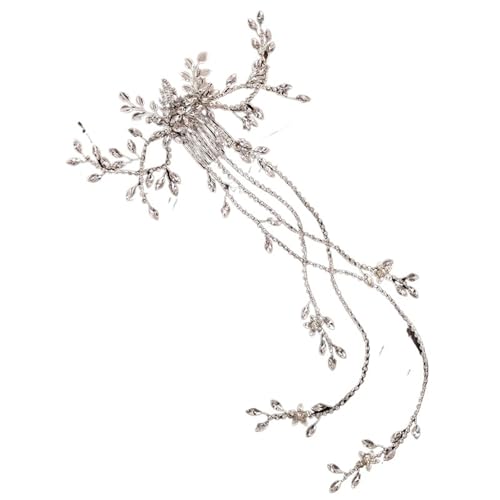 Braut Kopfschmuck Kristall Perle Braut Tiaras Haarbänder Brautjungfer Diamante Haarranke for Hochzeitsaccessoires Für Damen Hochzeit(Silver) von HUWOYG