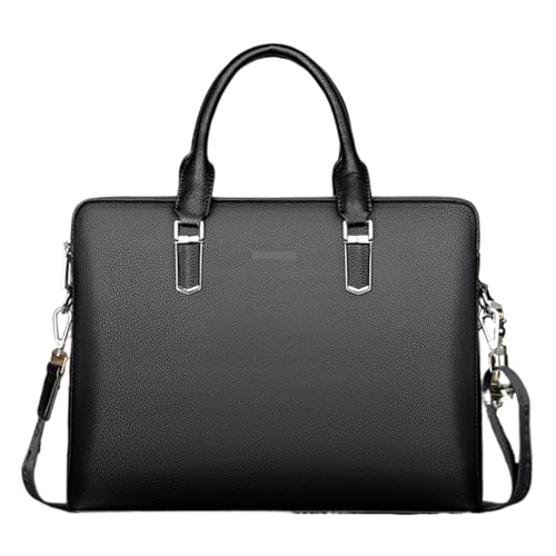 Echtes Leder Business herren Aktentasche Männliche Aktentasche Schulter Tasche Männer Messenger Tasche Tote Computer Taschen Für Reisen, Geschäft(Black A) von HUWOYG