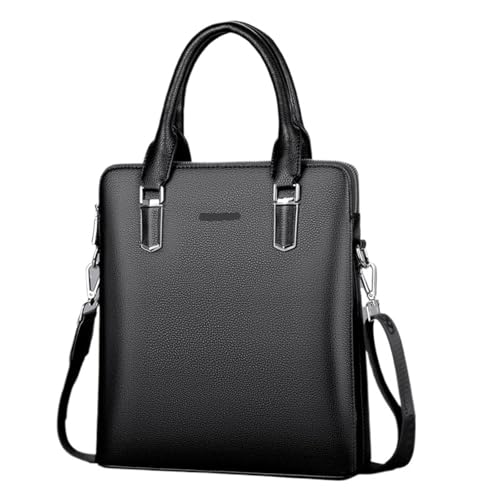 Echtes Leder Business herren Aktentasche Männliche Aktentasche Schulter Tasche Männer Messenger Tasche Tote Computer Taschen Für Reisen, Geschäft(Black B) von HUWOYG