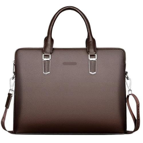 Echtes Leder Business herren Aktentasche Männliche Aktentasche Schulter Tasche Männer Messenger Tasche Tote Computer Taschen Für Reisen, Geschäft(Brown A) von HUWOYG