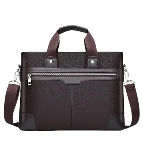 HUWOYG Männer PU Leder Schulter Business Taschen Handtaschen Männer for Dokument Leder Laptop Aktentaschen Tasche Für Reisen, Geschäft(Brown) von HUWOYG