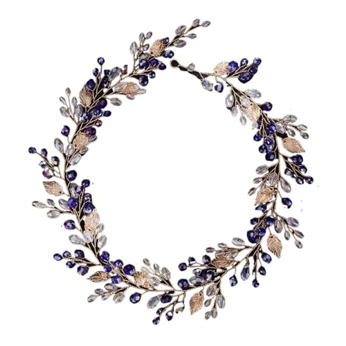 Legierung Braut Kopfschmuck Kristall Perle Blume Stirnband Braut Kopfbedeckung Hochzeit Party Prom Kopfschmuck Für Damen Hochzeit(Blue) von HUWOYG