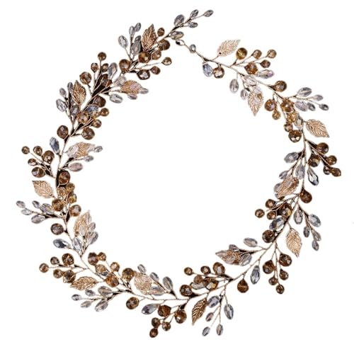 Legierung Braut Kopfschmuck Kristall Perle Blume Stirnband Braut Kopfbedeckung Hochzeit Party Prom Kopfschmuck Für Damen Hochzeit(Champagne) von HUWOYG