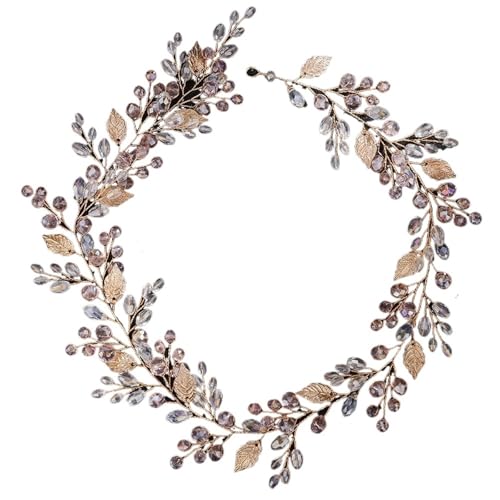 Legierung Braut Kopfschmuck Kristall Perle Blume Stirnband Braut Kopfbedeckung Hochzeit Party Prom Kopfschmuck Für Damen Hochzeit(Pink) von HUWOYG