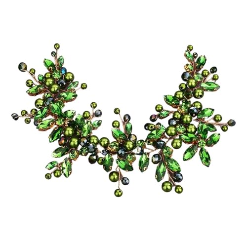 Perlen Braut Stirnband Kristall Braut Kopfschmuck Hochzeit Haarschmuck Handgefertigter Haarschmuck Party Prom Für Damen Hochzeit(Green) von HUWOYG