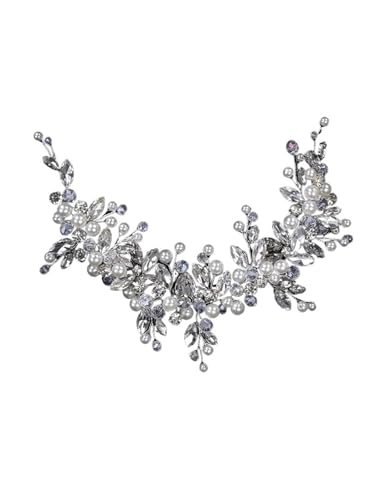 Perlen Braut Stirnband Kristall Braut Kopfschmuck Hochzeit Haarschmuck Handgefertigter Haarschmuck Party Prom Für Damen Hochzeit(Silver) von HUWOYG
