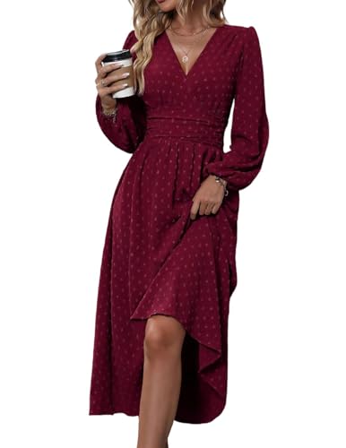 HUXRAKV Damen Elegant Kleid Langarm V-Ausschnitt Freizeitkleider A-Linie Blumenmuster Wickelkleid Herbst Winter Laternenärmeln Kleid Partykleid Abendkleider,37-Rot 1XXL HUXRAKV Damen Elegant Kleid Langarm V-Ausschnitt Freizeitkleider A-Linie Blumenmuster Wickelkleid Herbst Winter Laternenärmeln Kleid Partykleid Abendkleider,37-Rot 1XXL von HUXRAKV