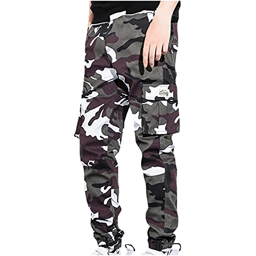 HUYTERTDR Herren Camouflage Kampfhose Baumwolle Cargohose lockere Passform Arbeitshose langlebige Arbeitskleidung Camping Wandern Militärhose von HUYTERTDR