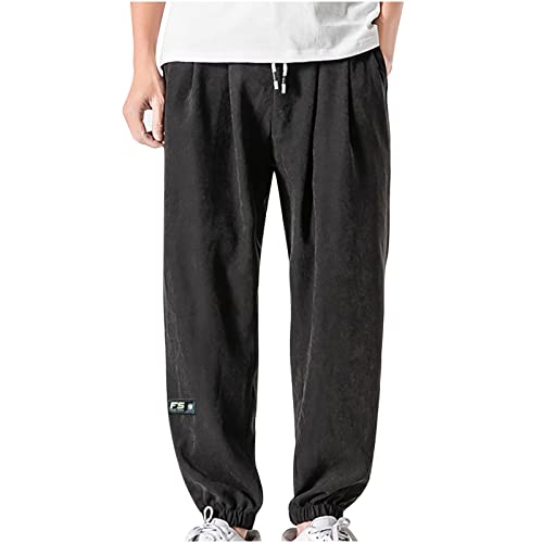 HUYTERTDR Herren Cargohose lässig Baggy Jogginghose leicht Kordelzug elastische Taille schmal zulaufende Hose Streetwear Sport Laufen Jogger Trainingshose von HUYTERTDR