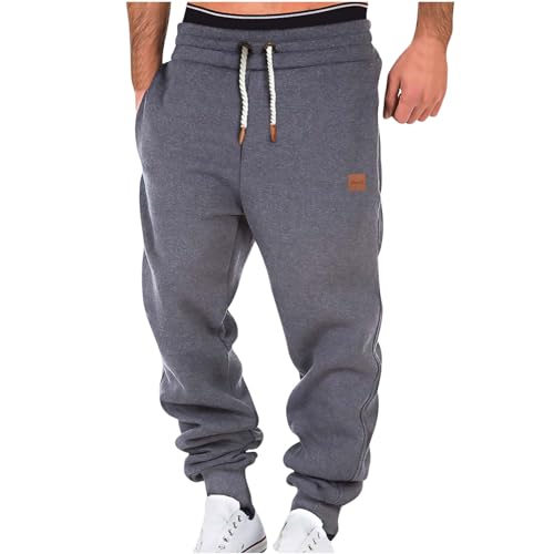 HUYTERTDR Herren Jogginghose Jogginghose lässige Cargo Arbeitshose Kordelzug leichte schmal zulaufende Hose Bequeme Trainingshose für Fitnessstudio und Laufen mit Taschen von HUYTERTDR