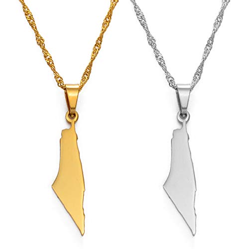 HUYUEXIN Israel Karte Anhänger Halskette - Palästina Hip-Hop Dünne Kette Mode Charme Schmuck, Stadt Umriss Land Karten Von Israel Ethnisch Für Frauen Männer Unisex Party Geschenk,2 Stück,17,71 Zoll HUYUEXIN Israel Karte Anhänger Halskette - Palästina Hip-Hop Dünne Kette Mode Charme Schmuck, Stadt Umriss Land Karten Von Israel Ethnisch Für Frauen Männer Unisex Party Geschenk,2 Stück,17,71 Zoll von HUYUEXIN