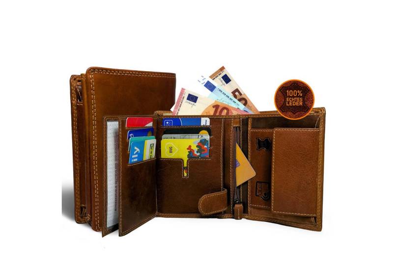 HUZK Geldbörse "Hunter Duo" Geldbeutel Männer Herren Portemonnaie I Xmas-Geschenk (Elegantem Design I Hochformat Portemonnaie Geldbeutel für Herren & Damen mit Platz für 10 Karten und Münzfach, 1-tlg), Brieftasche Geldbörse als Geschenk für Männer inkl. Geschenkbox von HUZK