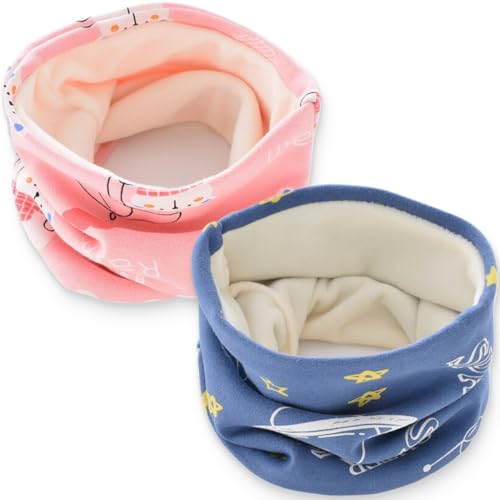 2 Kinder Baumwolle Schlauchschals für Jungen Mädchen,2 Stile,Kinder Halstücher Baumwolle Multifunktionstuch Herbst Winter,Halswärmer Multifunktion Winddichte Loop Schals von HUZNA