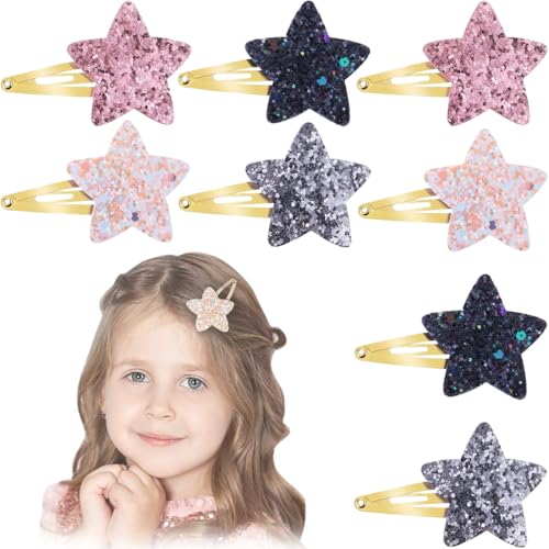 8 Stück niedliche Stern Haarklammer, Metall Haarspangen Mädchen Snap Hair Pins,Y2k Stern-Clip,mit glitzernden Sternen Haarnadeln für Kleinkind Frauen Mädchen Party Geburtstag Geschenk liefert von HUZNA
