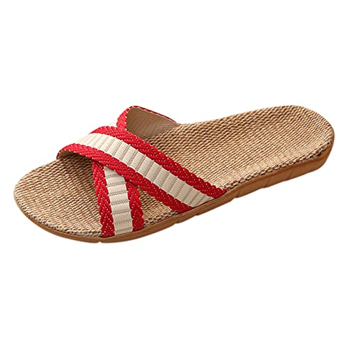 Damen Cozy Slides - Schlappen Damen rutschfest Badeschuhe Orthopädische Schuhe Weiche geflochten Freizeit Hausschuhe für Strand Reisen Trekking von HUyydza