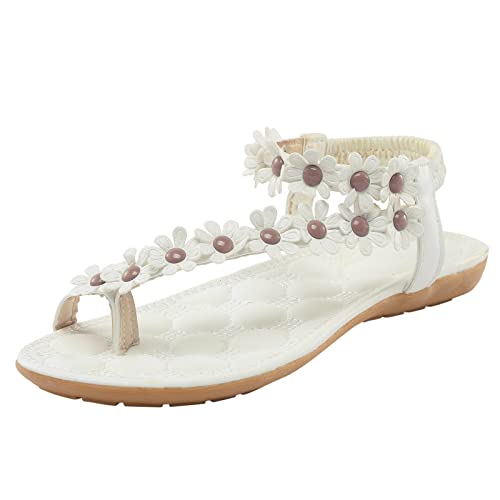 HUyydza Sommer Sandalen Damen-Modische Pantoletten Glitzer Strass Pantoletten Leder Blumen Sandalen Sommer Orthopädische Sandalen Freizeit Hausschuhe Leichte Rutschfest Sandals von HUyydza