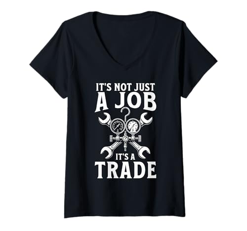 Damen HVAC Techniker Klimaanlage Handwerker Arbeitstag T-Shirt mit V-Ausschnitt Damen HVAC Techniker Klimaanlage Handwerker Arbeitstag T-Shirt mit V-Ausschnitt von HVAC Tech Repairman Blue Collar Worker Labor Day