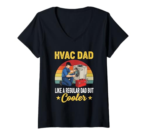 Damen HVAC Dad But Cooler Herren Lustiger HVAC Techniker Vater T-Shirt mit V-Ausschnitt Damen HVAC Dad But Cooler Herren Lustiger HVAC Techniker Vater T-Shirt mit V-Ausschnitt von HVAC Technician AC Repairman Tech Apparel Co.
