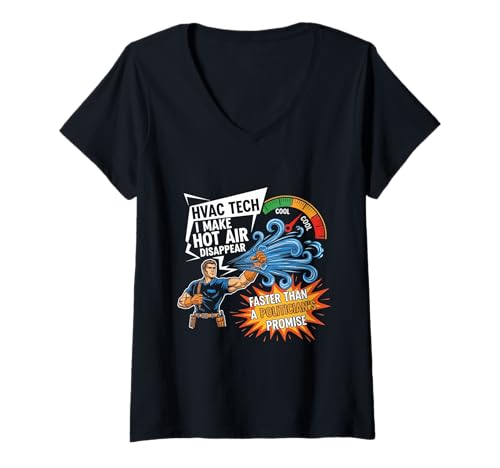 Damen Ich Lasse heiße Luft Verschwinden Lustiger HVAC-Techniker Vater Papa T-Shirt mit V-Ausschnitt Damen Ich Lasse heiße Luft Verschwinden Lustiger HVAC-Techniker Vater Papa T-Shirt mit V-Ausschnitt von HVAC Technician AC Repairman Tech Apparel Co.