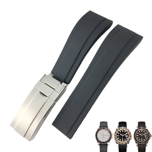 HVBIHRJIP 20mm 21mm Gummi -Uhrenband für Rollen Oysterflex GMT Yacht Master -Gurt Edelstahl -Verschluss Armband von HVBIHRJIP