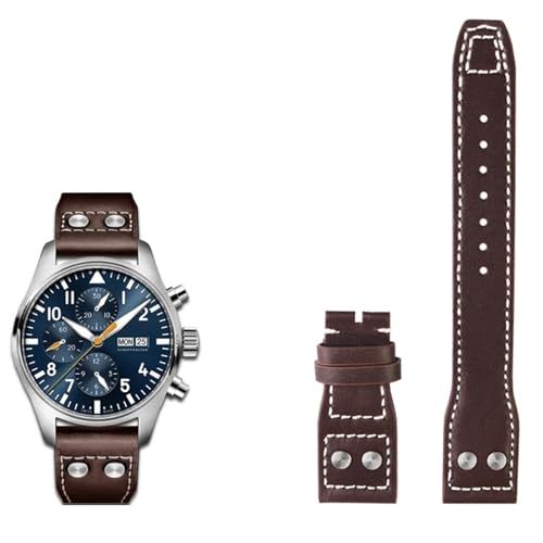 HVBIHRJIP 21mm 22mm echtes Leder -Uhrenband für IWC Big Pilot Flammenwerfer Little Prince Mark Gurt Willow Nagelarmband von HVBIHRJIP