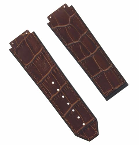 HVBIHRJIP 24-mm-Alligator Leder Gummi-Uhren-Band-Gurt kompatibel mit 44-45 mm großer Knall von HVBIHRJIP