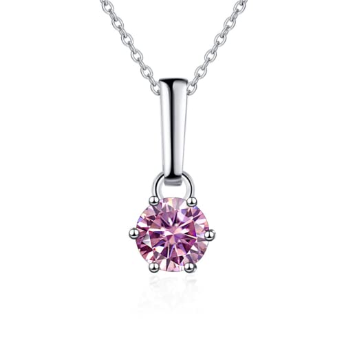 HVBIHRJIP Accessoires 1 bis 2 d Farb runden geschnittene Moissanit -Anhängerketten für Frauen sechs Krallen Halskette für Frauen - Geburtstag des Valentinstags von HVBIHRJIP