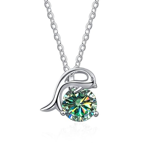 HVBIHRJIP Accessoires 1 d Farbe Blaues Grün rosa Moissanit anheizt Halsketten für Frauen Delphin Frauen Halsketten - Valentinstag Geburtstag von HVBIHRJIP